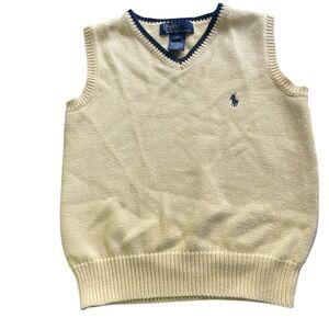 Ralph Lauren Cream Knit Sweater Vest with Navy Trim size 5 youth